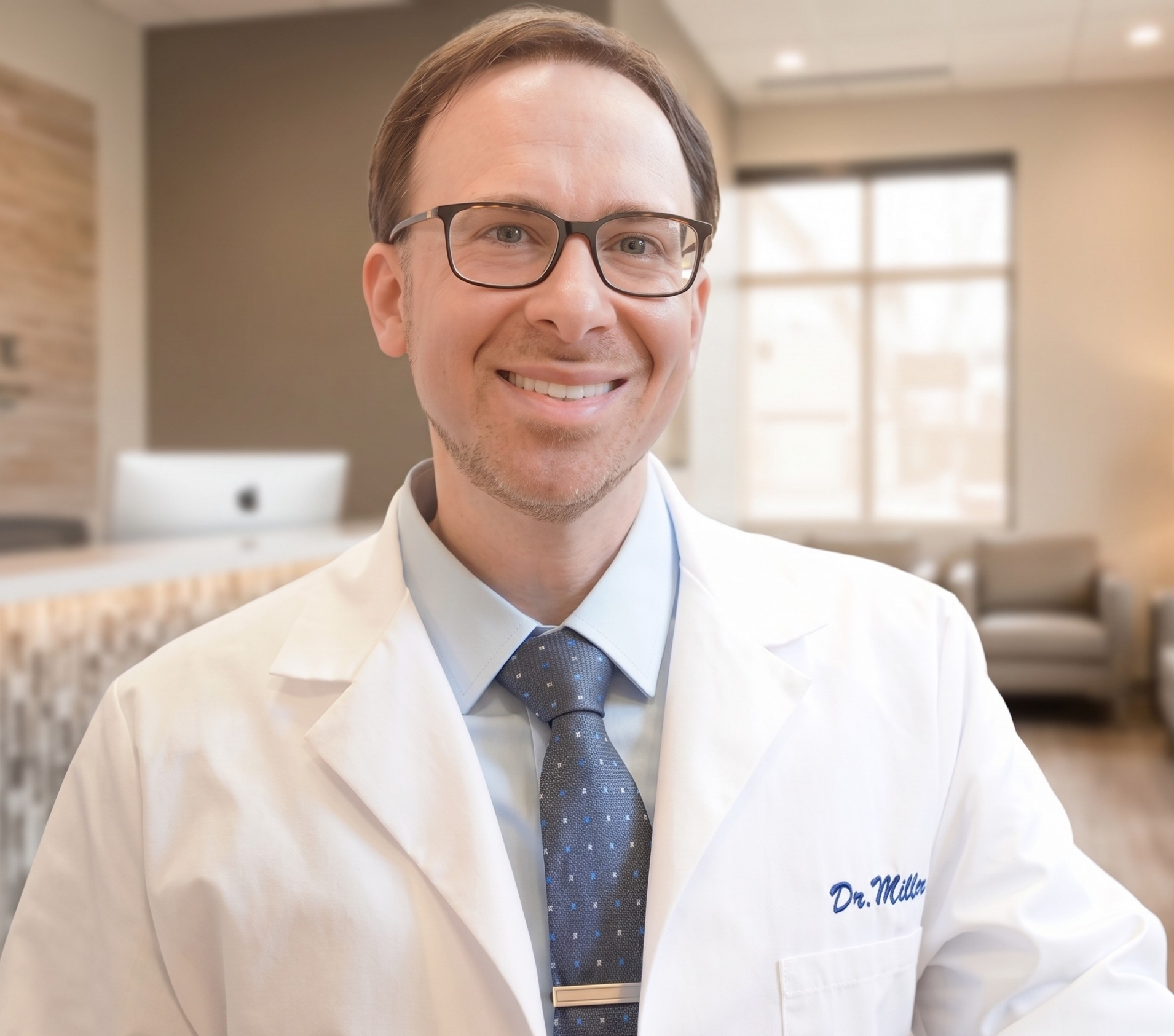 Dr. Matthew Miller welcoming a patient at Braces Island